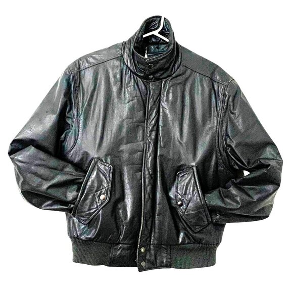 Vtg 80s Members Only Mens Dark Gray Leather Lined Moto Jacket Mens SZ 40 - Picture 1 of 16